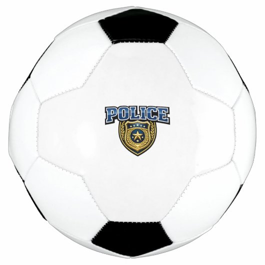 ポリスバッジ大胆テキストデザイン サッカーボール (正面)