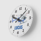 ポリスヘリコプタボーイズベッドルーム子供部屋デコール ラウンド壁時計 (傾斜)