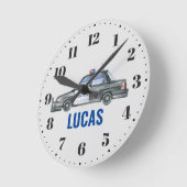 ポリスボーイズベッドルーム子供部屋デコールラウンドクロック ラウンド壁時計 (傾斜)