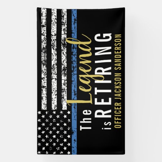 ポリスリタイアメントパーティー 法執行機関 ブルーライン 横断幕 (縦)