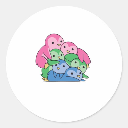 ポリセクシャル国旗のプライドLgbtqかわいいペンギン ラウンドシール (正面)