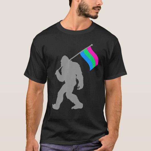 ポリセクシュアリティプライド旗多性器上のモンスター Tシャツ (正面)