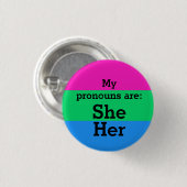 ポリセクシュアルフラグとShe/Her代名詞 缶バッジ (正面&裏面)