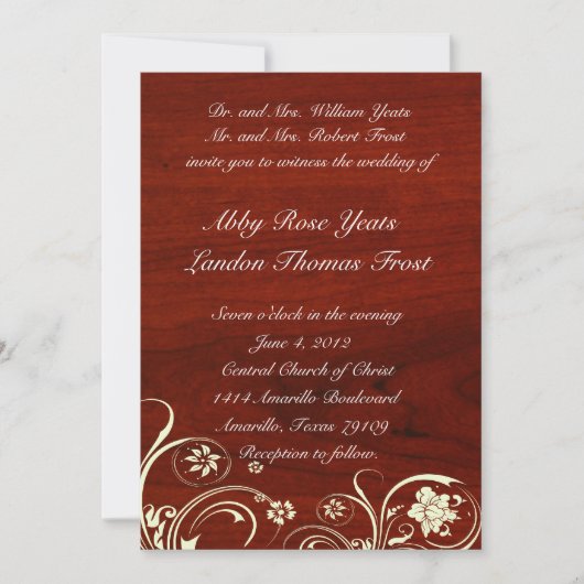 ポリッシュウッドオールドレース結婚式招待状 招待状 (正面)