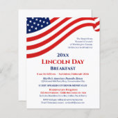 ポリティカルファンドレイザーリンカーンデイイベント招待状 (正面/裏面)