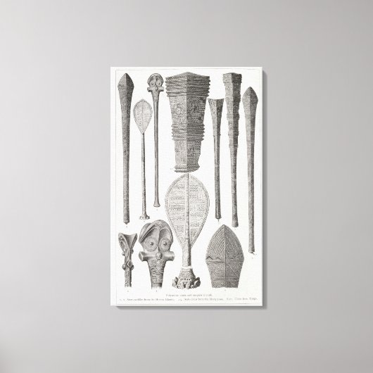 ポリネシアのクラブと階級章 キャンバスプリント (正面)