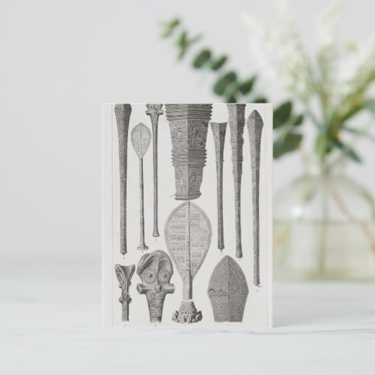 ポリネシアのクラブと階級章 ポストカード (スタンド正面)