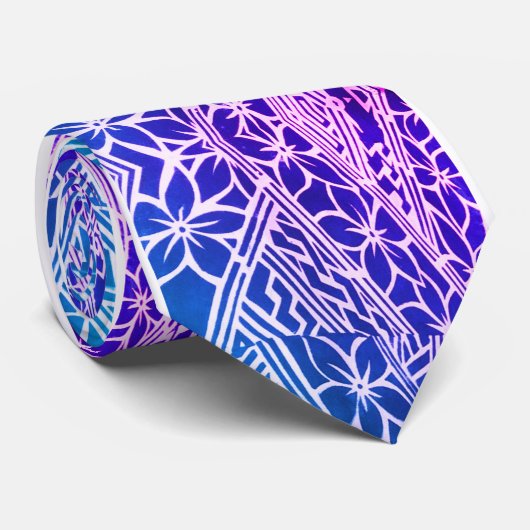 ポリネシアのハワイのスタイル花パターン絞り染め ネクタイ (ロール)