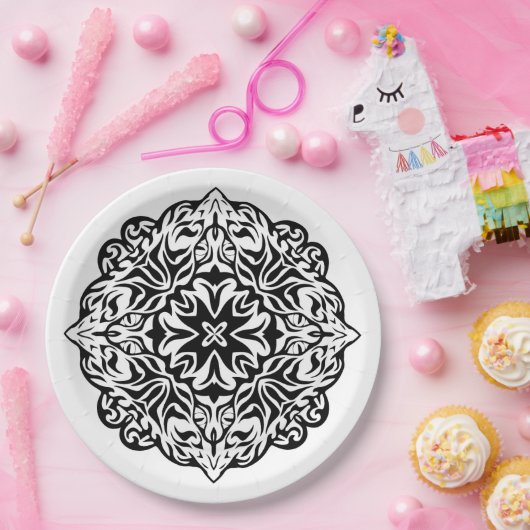 ポリネシアのマオリのスタイルの入れ墨の曼荼羅の民族の芸術 ペーパープレート (パーティー)