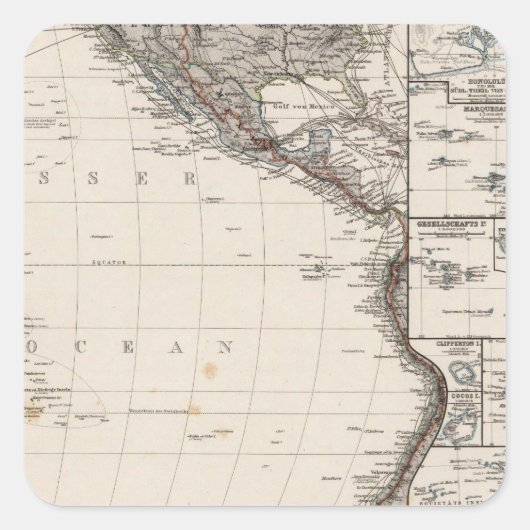 ポリネシアの地図 スクエアシール (正面)
