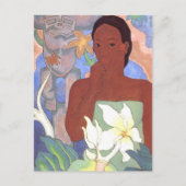 ポリネシアの女性とティキ ポストカード (正面)