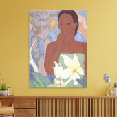 'ポリネシアの女性とティキ' - Arman Manookian キャンバスプリント (インサイチュ (リビング))