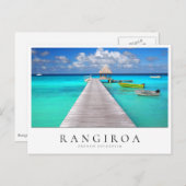 ポリネシアの熱帯ランジロアでボートとジェットティ ポストカード (正面/裏面)