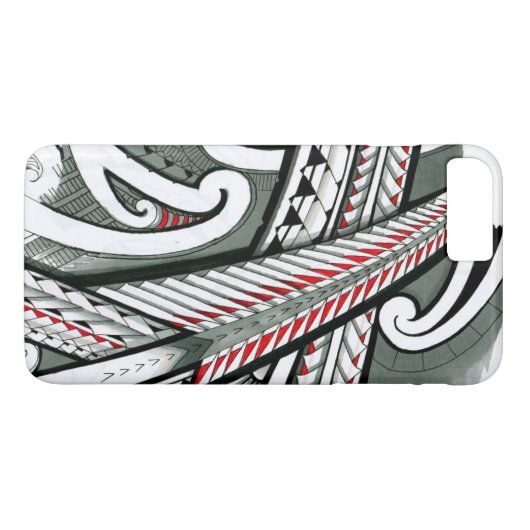 ポリネシアの芸術の赤い灰色の入れ墨のデザインの島のhawai Case-Mate iPhoneケース (裏面(横))