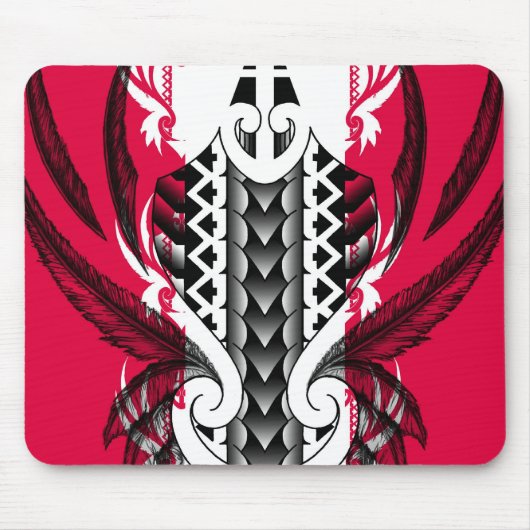 ポリネシアのtribalsの粋なピンクの入れ墨のデザイン マウスパッド (正面)