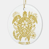 ポリネシアパーソナライズされたスタートルクリスマスホリデー セラミックオーナメント (左)