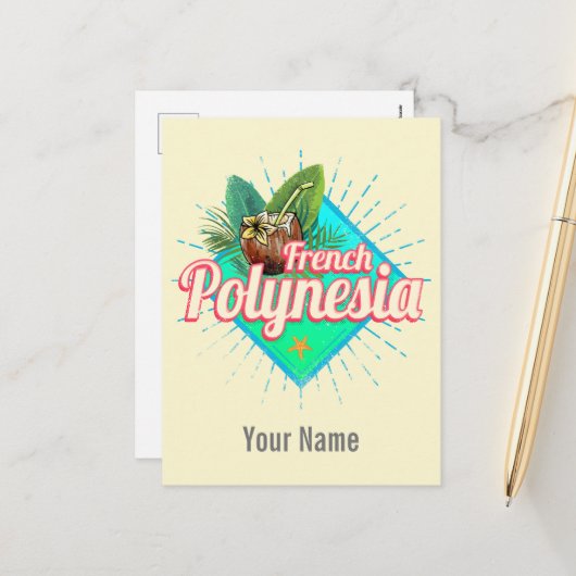 ポリネシアフランスのアイランドパシフィックヴィンテージ土産 シーズンポストカード (正面/裏面インサイチュ)