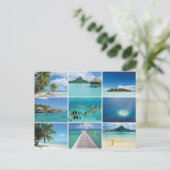 ポリネシアフランスのコラージュ葉書 ポストカード (スタンド正面)