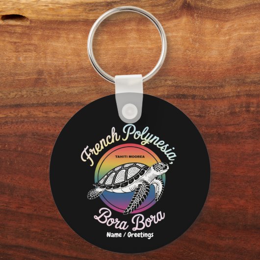 ポリネシアフランスのボラボラモレアタヒチカメ キーホルダー (正面)