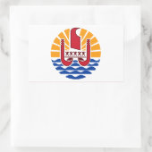 ポリネシアフランスの国旗、ドレープポリネシフランセーズ 長方形シール (バッグ)