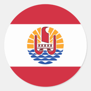 ポリネシアフランスの国旗 ラウンドシール