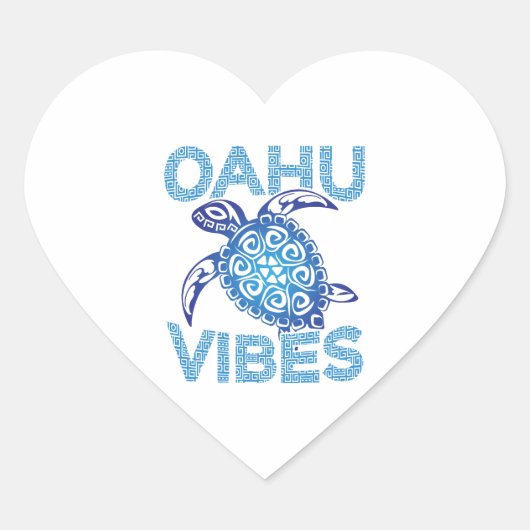 ポリネシアブルートライバルウミガメOahu Vibes ハートシール (正面)