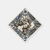 ポリネシアプリンセスブルーフローラトライバル スタンダードカクテルナプキン (角)