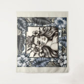 ポリネシアプリンセスブルーフローラトライバル タペストリー (正面)