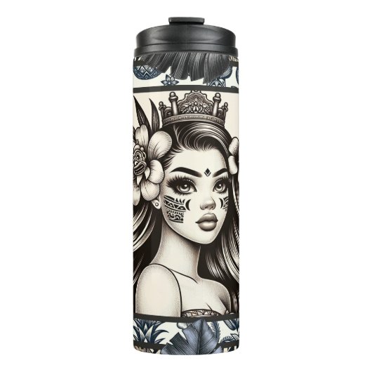 ポリネシアプリンセスブルーフローラトライバル タンブラー (正面)