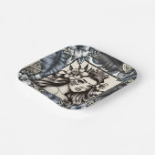 ポリネシアプリンセスブルーフローラトライバル ペーパープレート (傾斜あり)