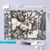 ポリネシアプリンセスブルーフローラトライバル 薄葉紙 (クラフト)