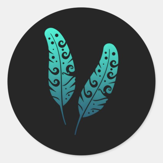 ポリネシアマオリ羽毛トライバルタトゥーニュージーランド ラウンドシール (正面)