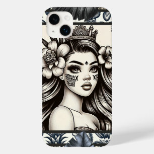 ポリネシアンプリンセス 青い花の部族風デザイン Case-Mate iPhone 14 PLUSケース