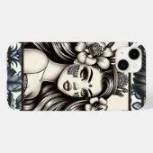 ポリネシアンプリンセス 青い花の部族風デザイン Case-Mate iPhoneケース (裏面 (横))