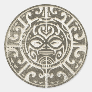 ポリネシア族の部族顔ブラウン ラウンドシール