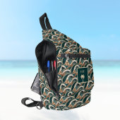 ポリネシア熱帯波パームツリーモノグラム スリングバッグ