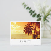 ポリネシア・タヒチのヤシのフランスの木の夕日 ポストカード (スタンド正面)