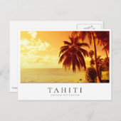 ポリネシア・タヒチのヤシのフランスの木の夕日 ポストカード (正面/裏面)
