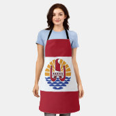 ポリネフランスのシア国旗 エプロン (着用した状態)