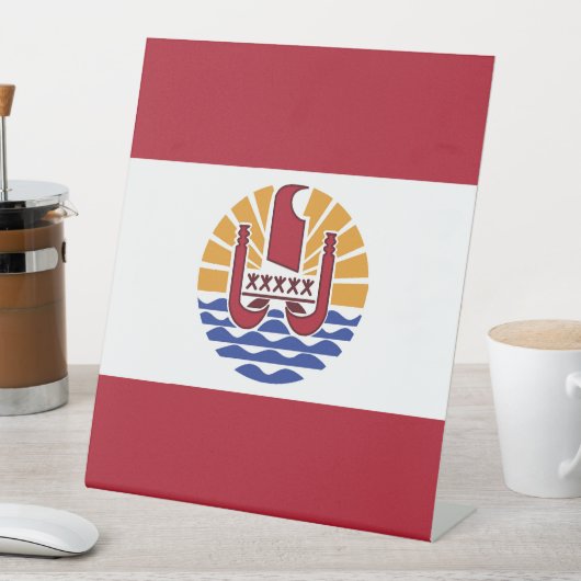 ポリネフランスのシア国旗 台座サイン (インサイチュ)