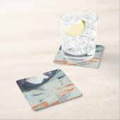 ポリフォニック海 – ベージュ スクエアペーパーコースター (インサイチュ)