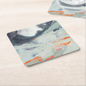 ポリフォニック海 – ベージュ スクエアペーパーコースター (アングル)