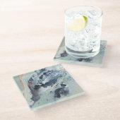 ポリフォニック海 – 青 ガラスコースター (アングル)