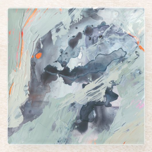 ポリフォニック海 – 青 ガラスコースター (正面)