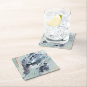 ポリフォニック海 – 青 スクエアペーパーコースター (インサイチュ)