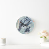 ポリフォニック海 – 青 ラウンド壁時計 (ホーム)