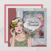 ポリーがパーティーポップ・アートのアートレディフローラ招待状 招待状 (正面/裏面)