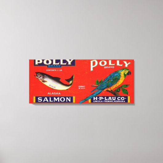 ポリーブランドのサーモンラベル – アラスカ キャンバスプリント (正面)