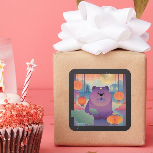 ポリー梅のチャウ犬 スクエアシール (パーティー)