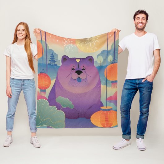 ポリー梅のチャウ犬 フリースブランケット (インサイチュ)